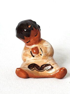 Vtg Ele Hawaii Pottery Child Signed Hand Painted Mid Century Terra Cotta